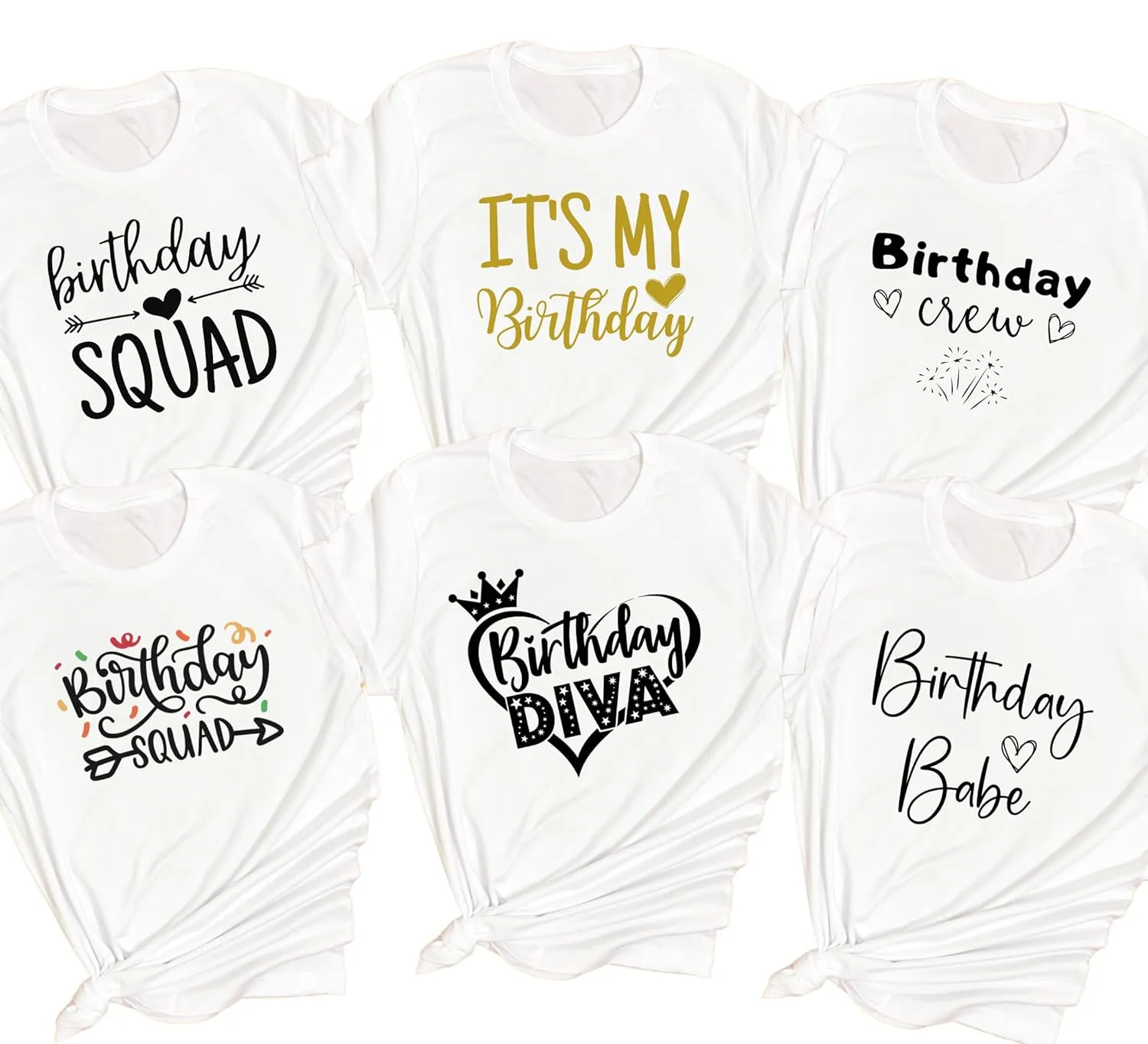 Custom Birthday Shirt, Personalized White T-Shirt for Men, Women, Boys, and Girls  Its My Birthday, Birthday Crew, Birthday Squad Design Options