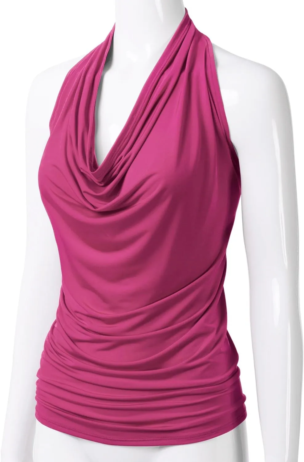 EIMIN Women's Casual Halter Neck Draped Front Sexy Open Back Tank Top (S-3XL)