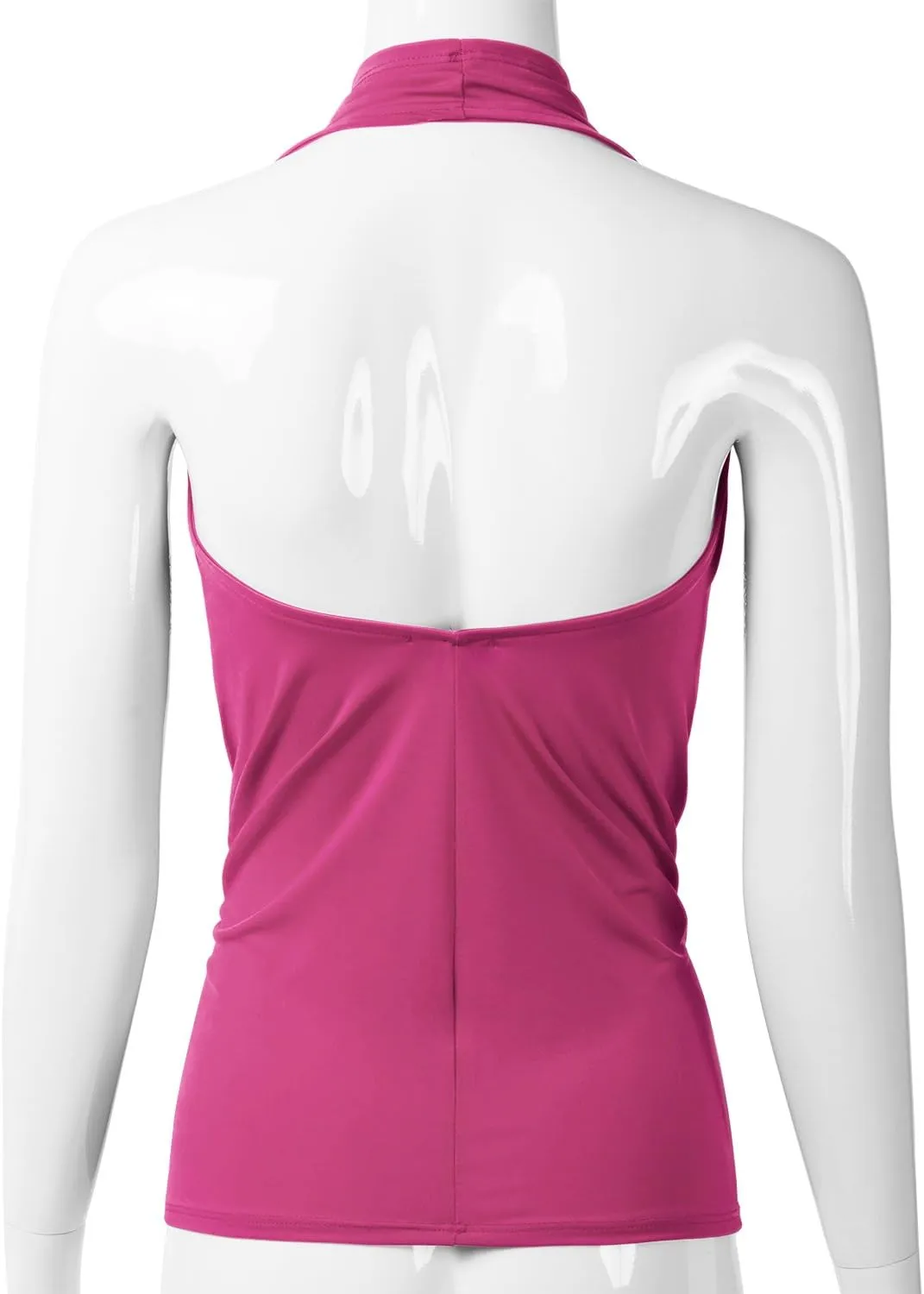 EIMIN Women's Casual Halter Neck Draped Front Sexy Open Back Tank Top (S-3XL)