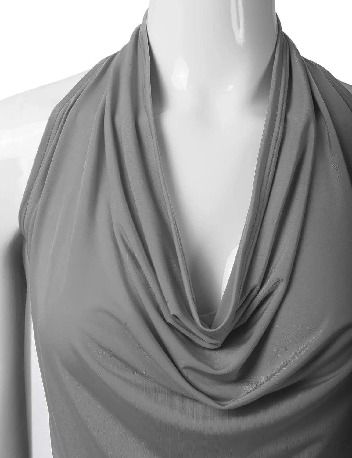 EIMIN Women's Casual Halter Neck Draped Front Sexy Open Back Tank Top (S-3XL)