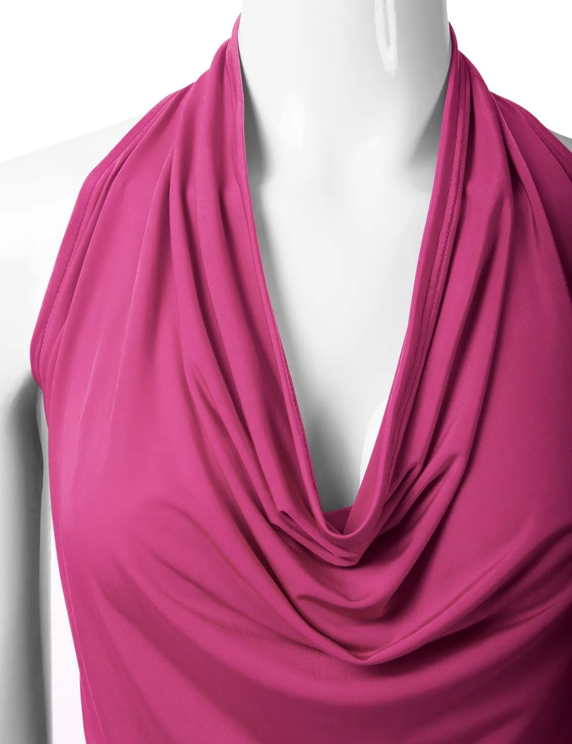 EIMIN Women's Casual Halter Neck Draped Front Sexy Open Back Tank Top (S-3XL)