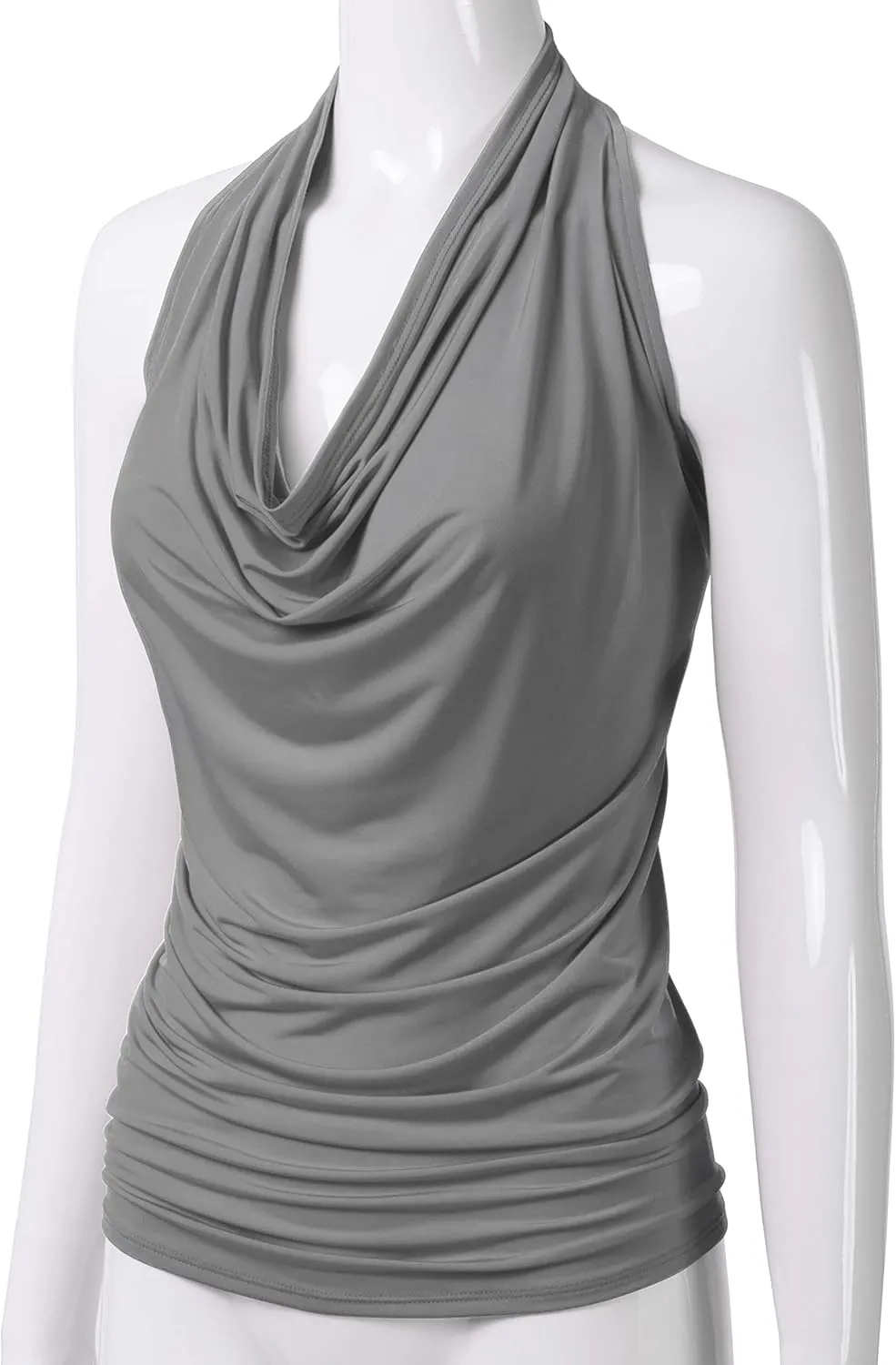 EIMIN Women's Casual Halter Neck Draped Front Sexy Open Back Tank Top (S-3XL)