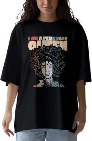 Feb Queen Anime Oversized T-Shirts for Women, 100% Cotton T-Shirts, Perfect for Casual Wear & Gifting | WB.6.52