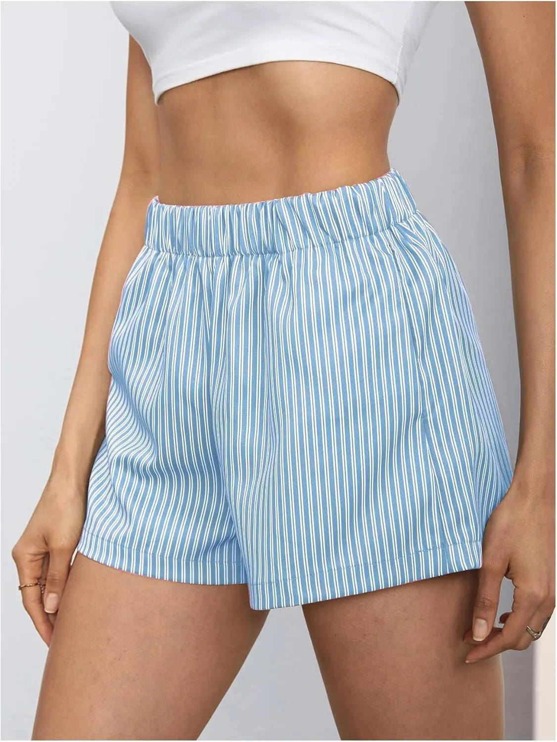 MakeMeChic Women's Elastic Waisted Plaid Shorts Lounge Pajama Shorts