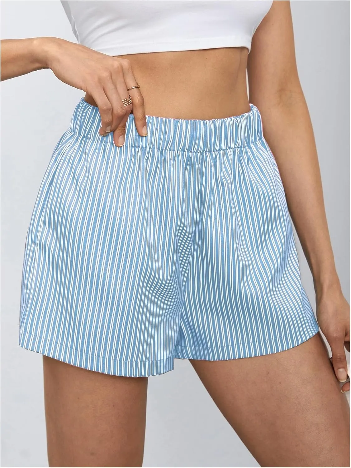 MakeMeChic Women's Elastic Waisted Plaid Shorts Lounge Pajama Shorts