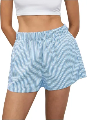 MakeMeChic Women's Elastic Waisted Plaid Shorts Lounge Pajama Shorts