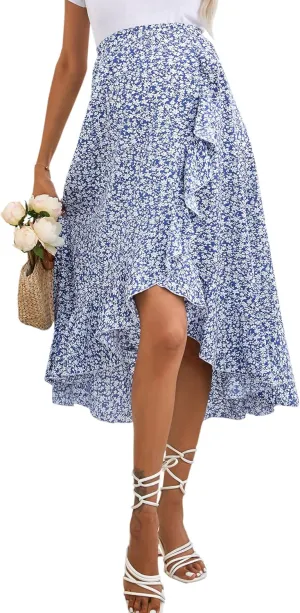 Maternity Skirt Women's High Waist Maternity Skirts Ruffled Tiered Casual A Line Swing Boho Skirts for Women
