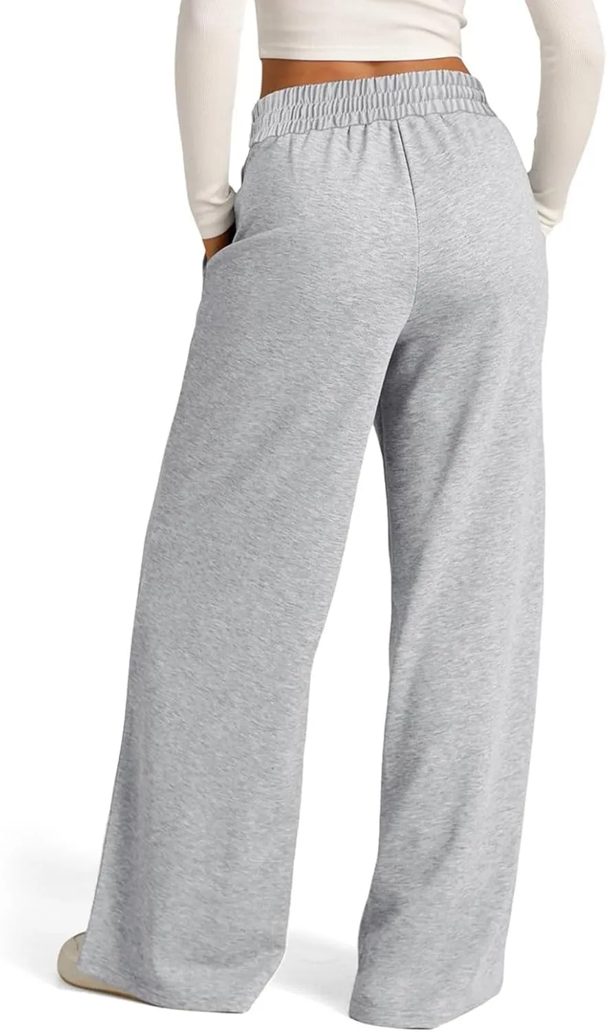Oversized Wide Leg Sweatpants Women High Waisted Jogger Sweat Pants Drawstring Lightweight Travel Pant with Pockets