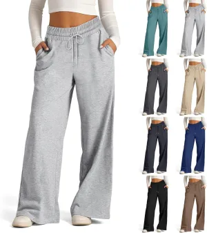 Oversized Wide Leg Sweatpants Women High Waisted Jogger Sweat Pants Drawstring Lightweight Travel Pant with Pockets