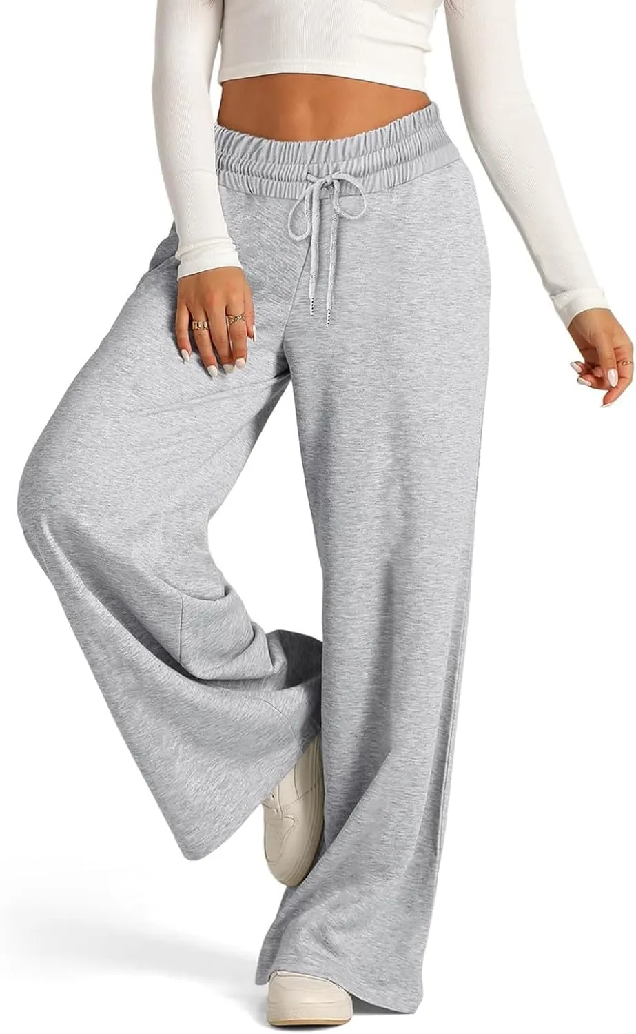 Oversized Wide Leg Sweatpants Women High Waisted Jogger Sweat Pants Drawstring Lightweight Travel Pant with Pockets