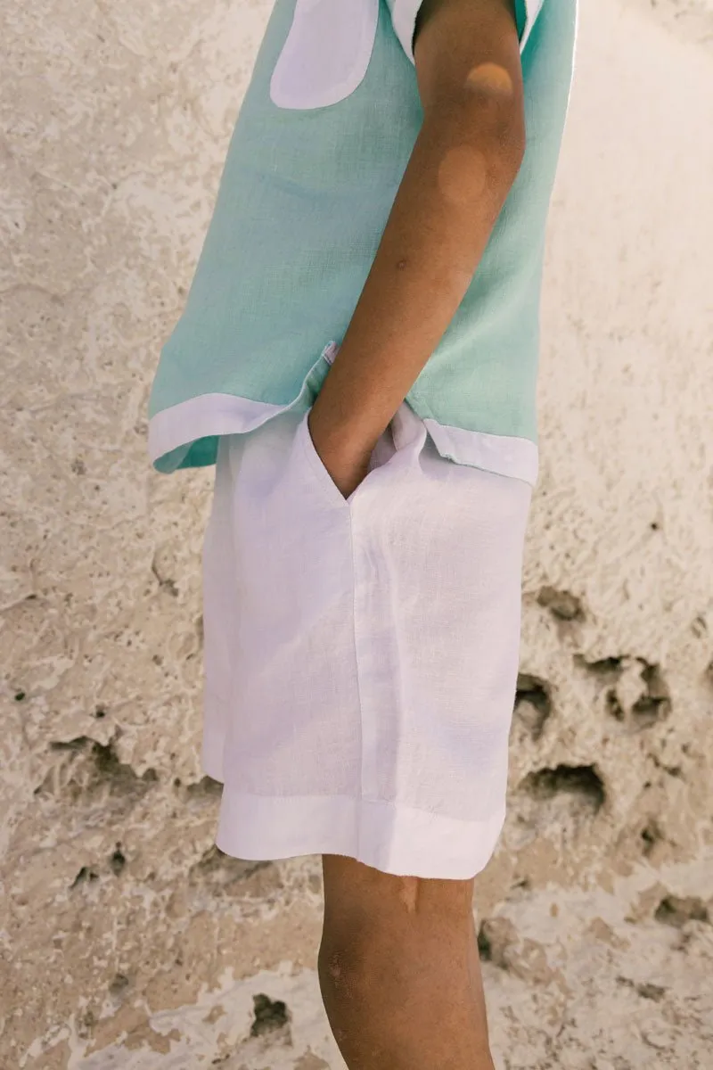 Shoulder button shirt & 2 button shorts set