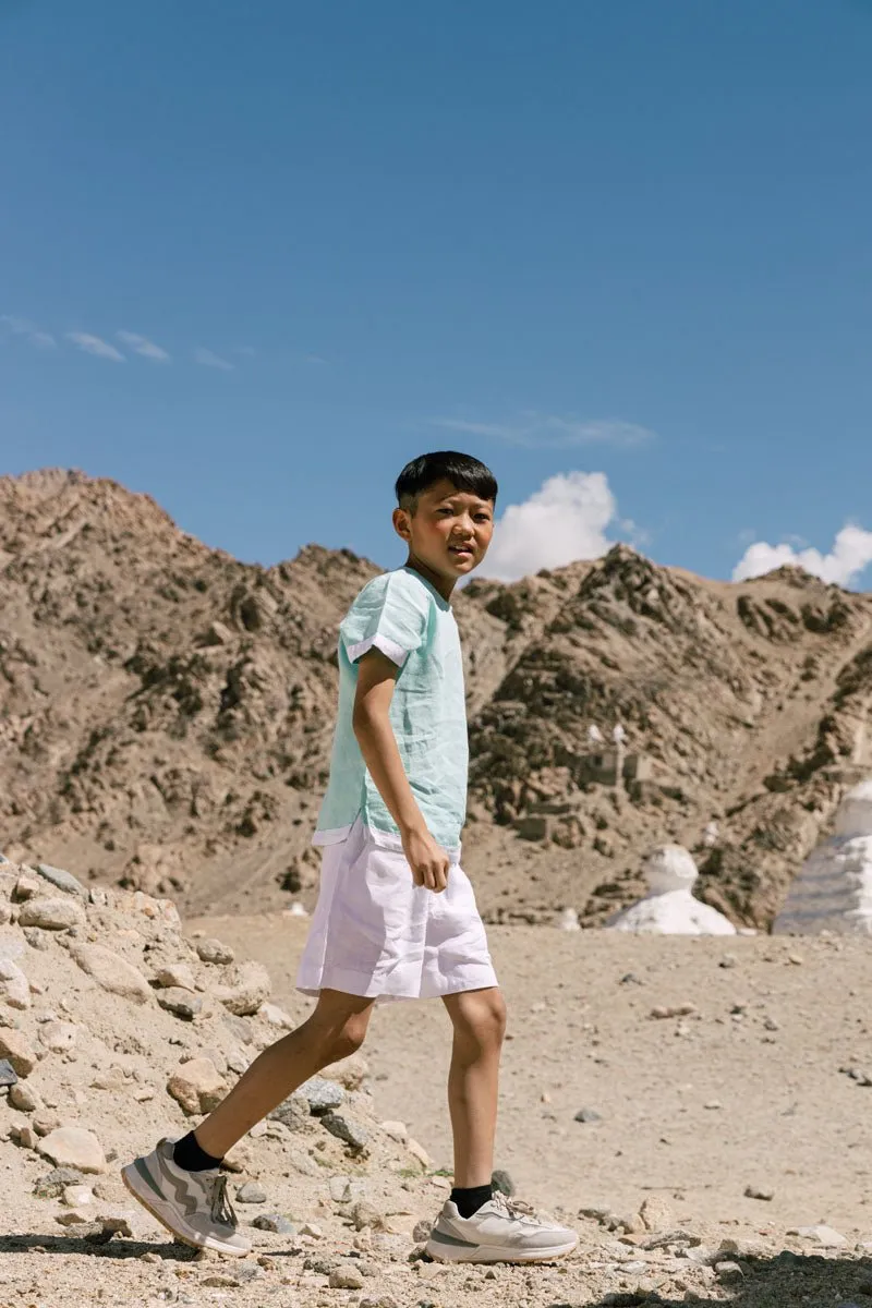 Shoulder button shirt & 2 button shorts set