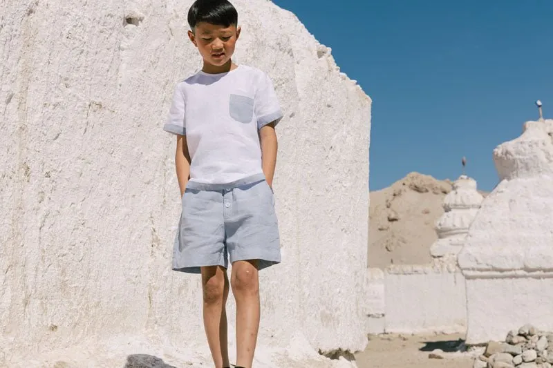 Shoulder button shirt & 2 button shorts set