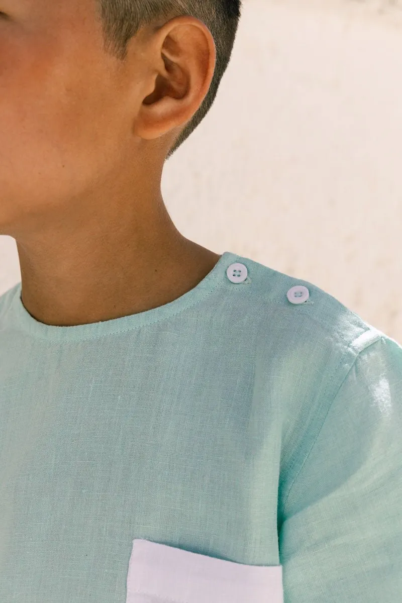Shoulder button shirt & 2 button shorts set