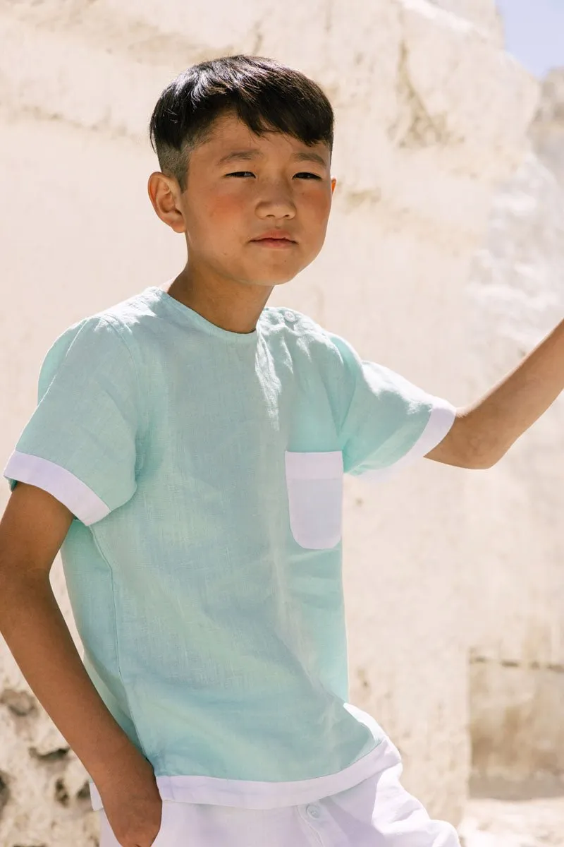 Shoulder button shirt & 2 button shorts set