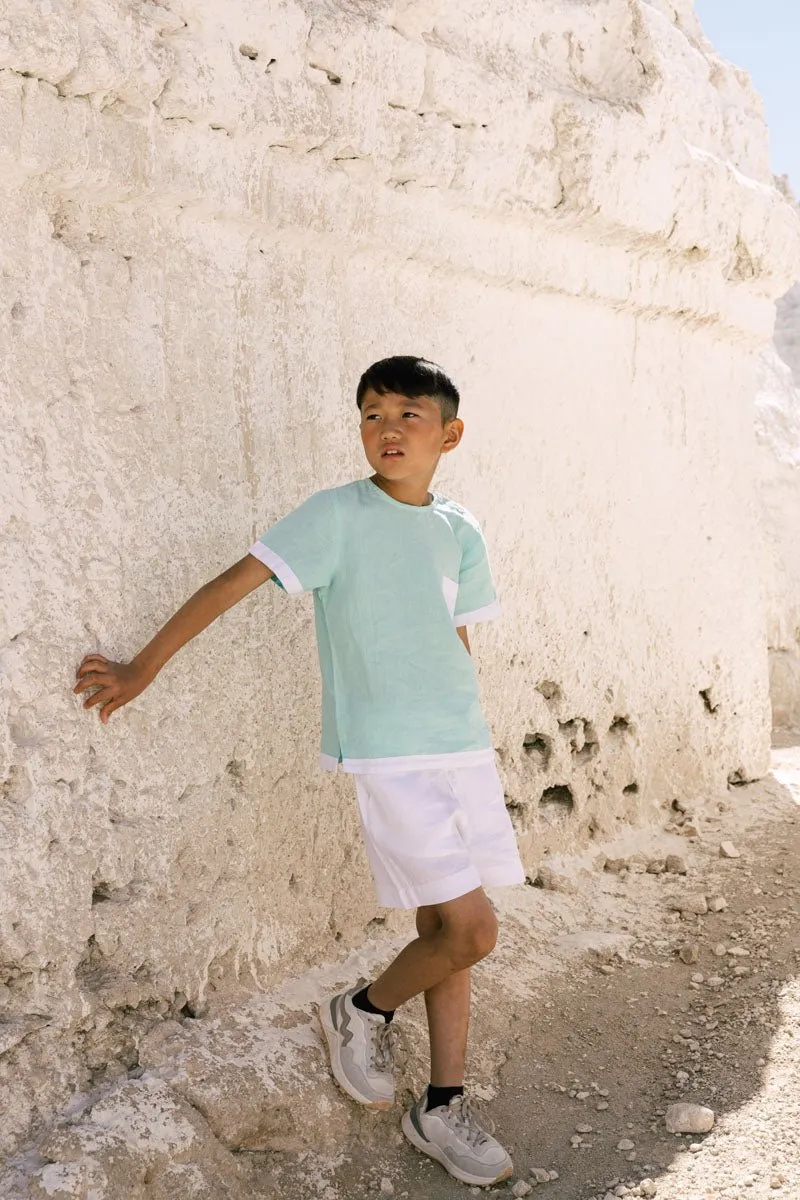 Shoulder button shirt & 2 button shorts set