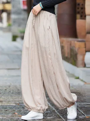 Vintage Wide Leg Loose Solid Color Bloomers Pants