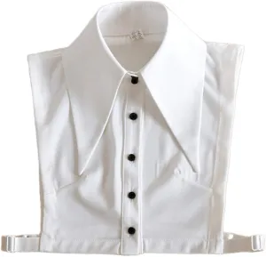 Vpang Lady's Detachable False Collar Half Shirt Blouse Pointed Triangle Lapel Fake Collar Dickey Collar White