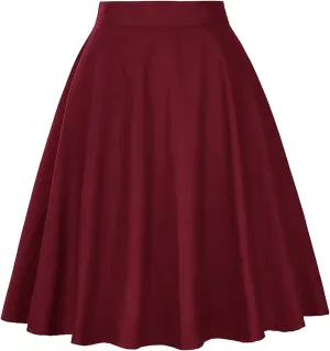 Vrtige Women's Casual High Waist Zipper Flare A Line Mini Skater Skirt