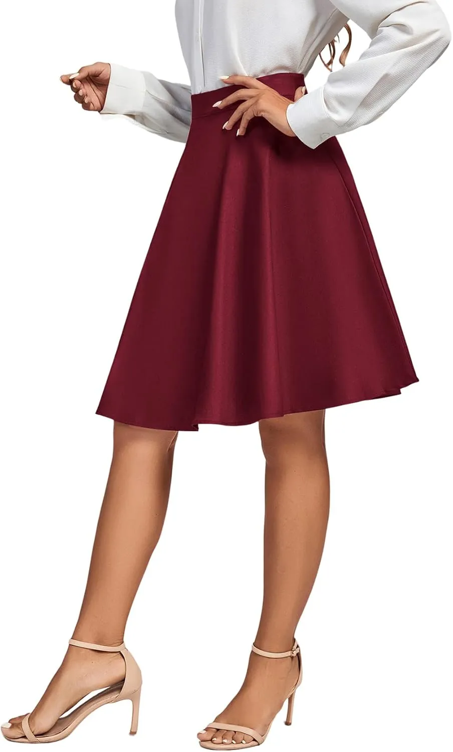 Vrtige Women's Casual High Waist Zipper Flare A Line Mini Skater Skirt