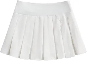 WDIRARA Women's High Waisted Pleated Skirt A Line MiniTennis Uniform Skirt